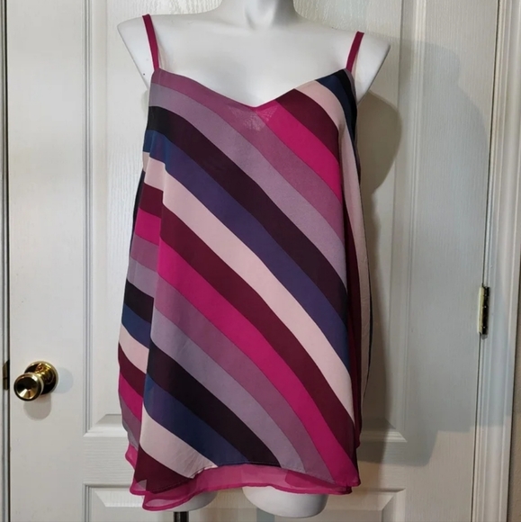Torrid Raspberry Pink Striped Top Tank - Picture 2 of 12